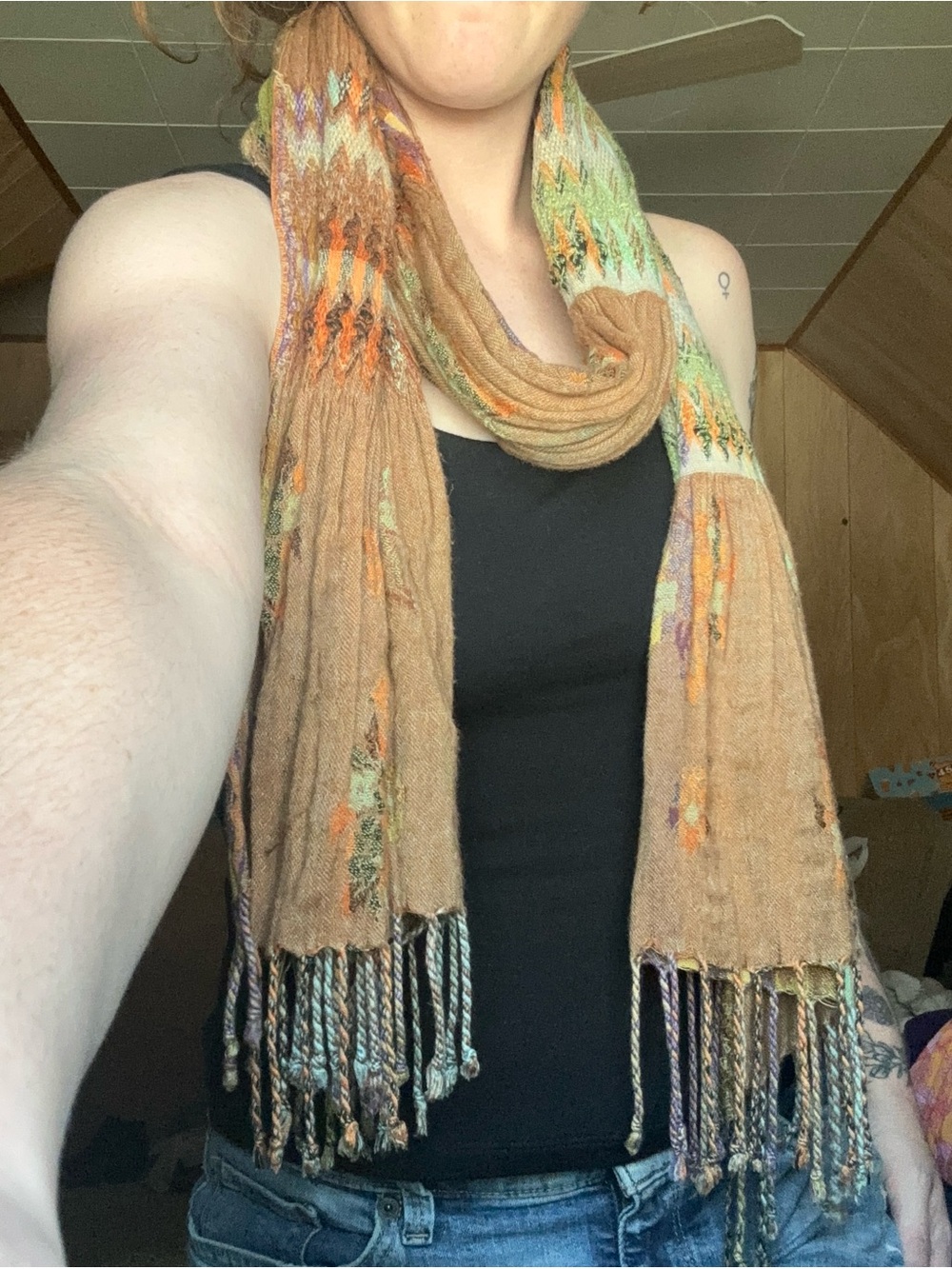 Hippie Multicolor Long Fringe Scarf